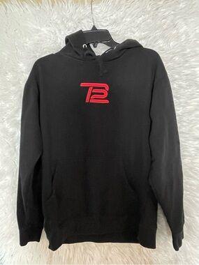TB12 Tom Brady Men’s Black Hoodie With Embroidered Logo. Size Medium